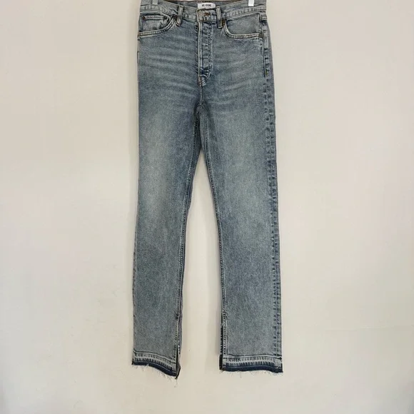 Re/Done Split Hem Bootcut Blue Jeans - Picture 3 of 7